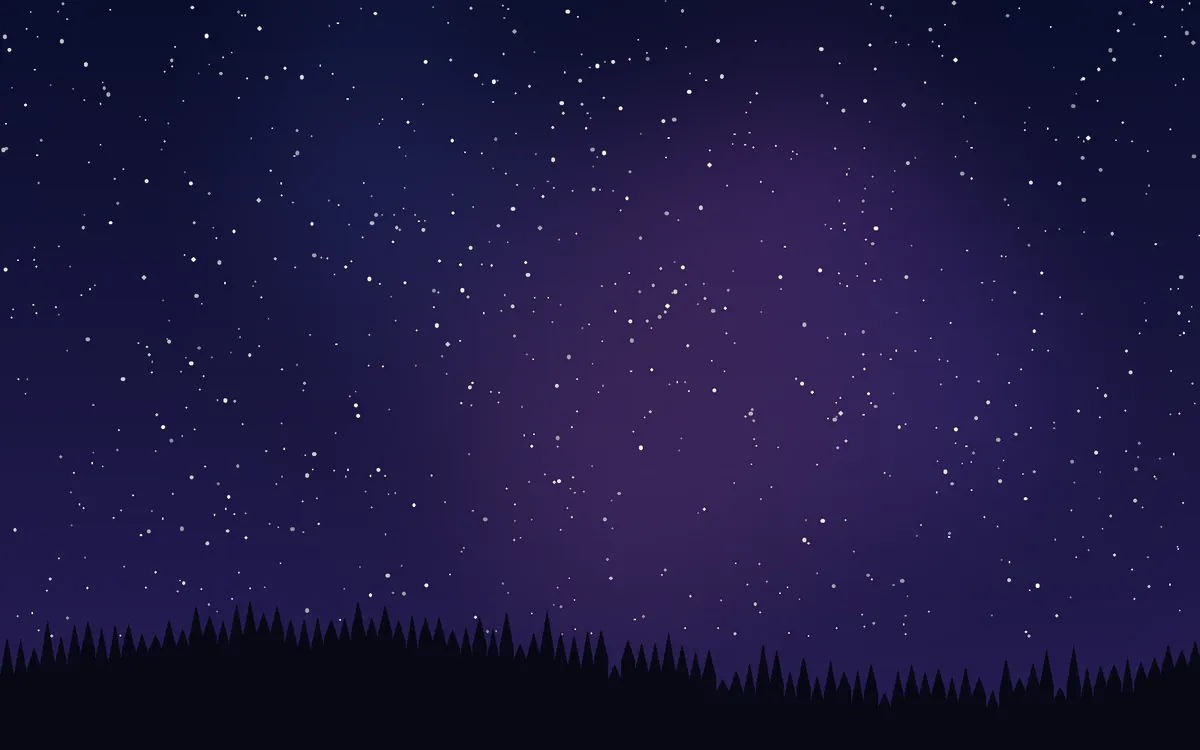 Sternenhimmel über einer dunklen Waldsilhouette